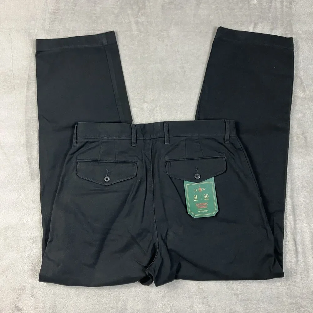 J Crew Pants Mens 31x30 Black Cotton Classic Chino Straight Casual Preppy BE611